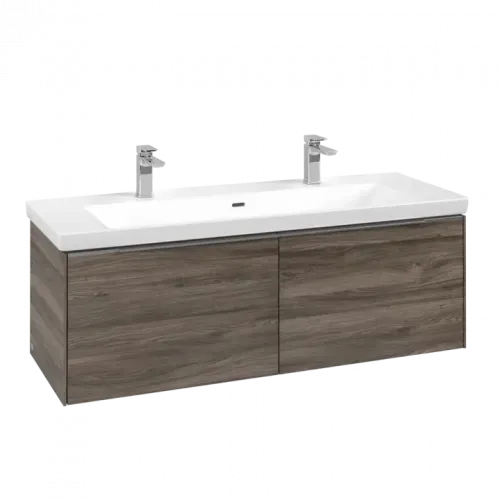 Villeroy & Boch Subway 3.0 Тумба под раковину, с подсветкой, 2 выдвижных ящика, 1272 x 429 x 478 mm, Stone Oak C601L0RK