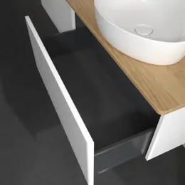 Villeroy & Boch Antao Тумба под раковину, 2 выдвижных ящика, 1600 x 360 x 500 mm, лицевая поверхность без текстурированной отделки, Glossy White Lacquer / Honey Oak K39051GF