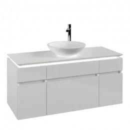 Villeroy & Boch Legato Тумба под раковину, с подсветкой, 5 выдвижных ящиков, 1200 x 550 x 500 mm, Glossy White / Glossy White B578L0DH