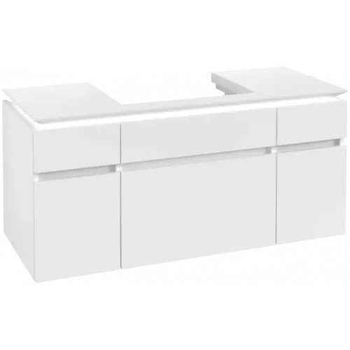 Villeroy & Boch Legato Тумба под раковину, с подсветкой, 5 выдвижных ящиков, 1200 x 550 x 500 mm, Glossy White / Glossy White B683L0DH