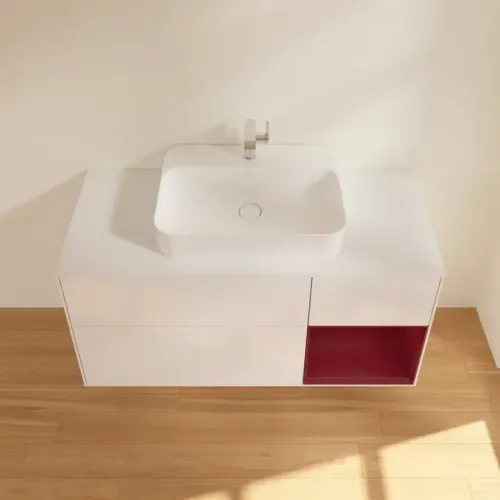 Villeroy & Boch Finion Тумба под раковину, с подсветкой, 3 выдвижных ящика, 1200 x 603 x 501 mm, Glossy White Lacquer / Peony Matt Lacquer F421HBGF