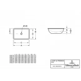 Раковина под столешницу Villeroy & Boch Loop & Friends 45 x 67.5 см CeramicPlus 616320R1