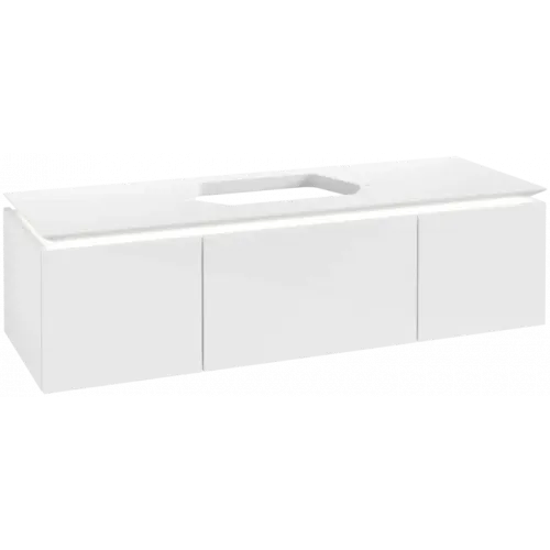 Villeroy & Boch Legato Тумба под раковину, с подсветкой, 3 выдвижных ящика, 1400 x 380 x 500 mm, Glossy White / Glossy White B759L0DH