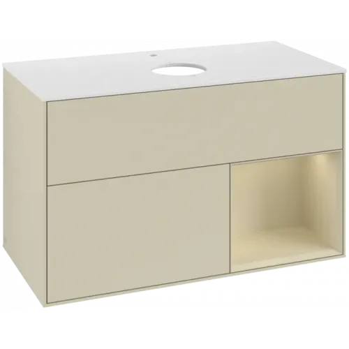 Villeroy & Boch Finion Тумба под раковину, с подсветкой, 2 выдвижных ящика, 1000 x 603 x 501 mm, Silk Grey Matt Lacquer / Silk Grey Matt Lacquer F781HJHJ