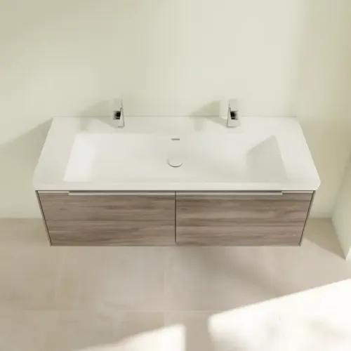 Villeroy & Boch Subway 3.0 Тумба под раковину, с подсветкой, 2 выдвижных ящика, 1272 x 429 x 478 mm, Stone Oak C601L0RK