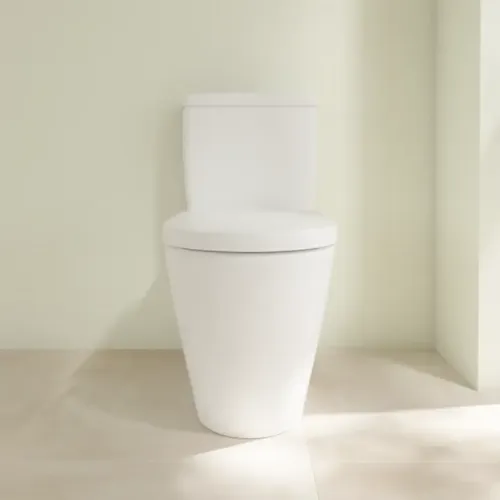 Villeroy & Boch Avento Унитаз-компакт с открытым смывным краем, напольный, Stone White CeramicPlus 5644R0RW