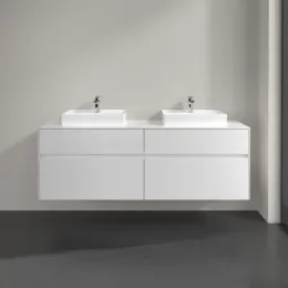 Villeroy & Boch Collaro Тумба под раковину, с подсветкой, 4 выдвижных ящика, 1600 x 548 x 500 mm, Glossy White / Glossy White C021B0DH