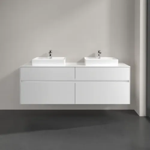 Villeroy & Boch Collaro Тумба под раковину, с подсветкой, 4 выдвижных ящика, 1600 x 548 x 500 mm, Glossy White / Glossy White C021B0DH