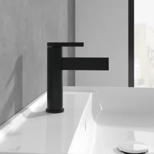 Villeroy & Boch Dawn Смеситель для раковины однорычажный без Выдвижной механизм слива, Черный матовый TVW106103151K5