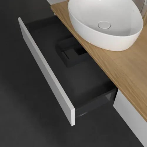 Villeroy & Boch Antao Тумба под раковину, 2 выдвижных ящика, 1600 x 190 x 500 mm, лицевая поверхность без текстурированной отделки, Glossy White Lacquer / Honey Oak K15051GF