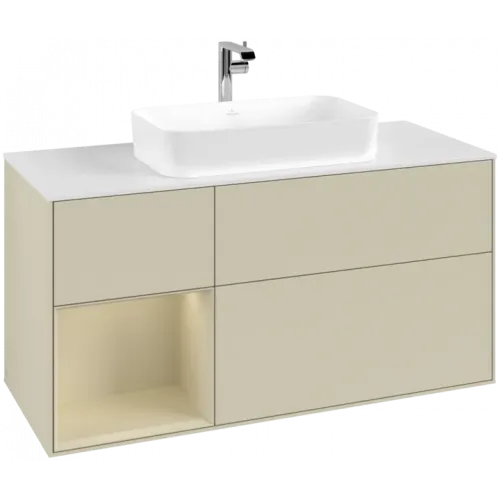 Villeroy & Boch Finion Тумба под раковину, с подсветкой, 3 выдвижных ящика, 1200 x 603 x 501 mm, Silk Grey Matt Lacquer / Silk Grey Matt Lacquer F291HJHJ