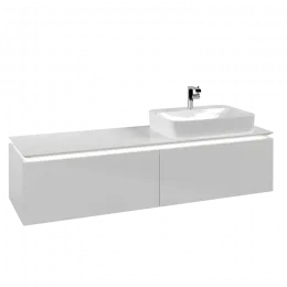 Villeroy & Boch Legato Тумба под раковину, с подсветкой, 2 выдвижных ящика, 1600 x 380 x 500 mm, Glossy White / Glossy White B765L0DH