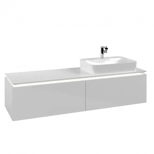 Villeroy & Boch Legato Тумба под раковину, с подсветкой, 2 выдвижных ящика, 1600 x 380 x 500 mm, Glossy White / Glossy White B765L0DH