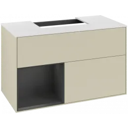 Villeroy & Boch Finion Тумба под раковину, с подсветкой, 2 выдвижных ящика, 1000 x 603 x 501 mm, Silk Grey Matt Lacquer / Silk Grey Matt Lacquer F111HJHJ