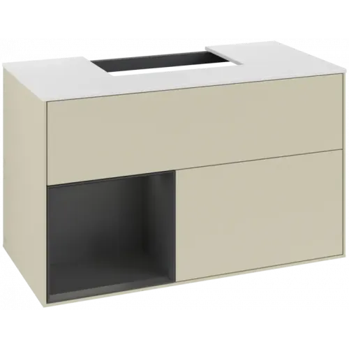 Villeroy & Boch Finion Тумба под раковину, с подсветкой, 2 выдвижных ящика, 1000 x 603 x 501 mm, Silk Grey Matt Lacquer / Silk Grey Matt Lacquer F111HJHJ