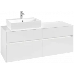 Villeroy & Boch Collaro Тумба под раковину, с подсветкой, 4 выдвижных ящика, 1400 x 548 x 500 mm, Glossy White / Glossy White C132B0DH