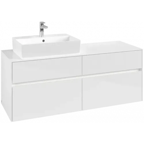 Villeroy & Boch Collaro Тумба под раковину, с подсветкой, 4 выдвижных ящика, 1400 x 548 x 500 mm, Glossy White / Glossy White C132B0DH