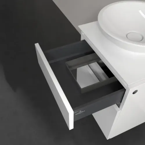 Villeroy & Boch Legato Тумба под раковину, с подсветкой, 2 выдвижных ящика, 450 x 550 x 500 mm, Glossy White / Glossy White B566L0DH