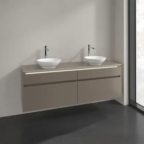 Villeroy & Boch Legato Тумба под раковину, с подсветкой, 4 выдвижных ящика, 1600 x 550 x 500 mm, Truffle Grey / Truffle Grey B600L0VG