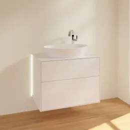 Villeroy & Boch Finion Тумба под раковину, с подсветкой, 2 выдвижных ящика, 800 x 603 x 501 mm, Glossy White Lacquer G87100GF