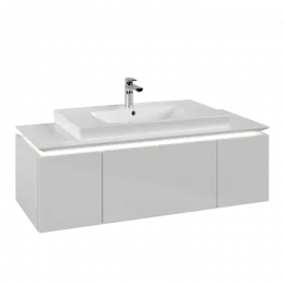 Villeroy & Boch Legato Тумба под раковину, с подсветкой, 3 выдвижных ящика, 1200 x 380 x 500 mm, Glossy White / Glossy White B696L0DH