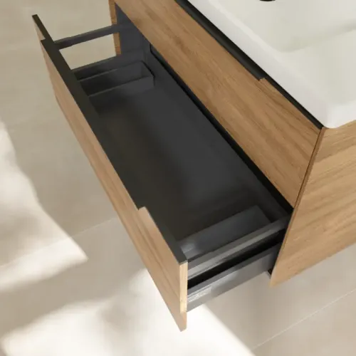 Villeroy & Boch Subway 3.0 Тумба под раковину, с подсветкой, 2 выдвижных ящика, 973 x 576 x 478 mm, Oak Kansas C570L1RH