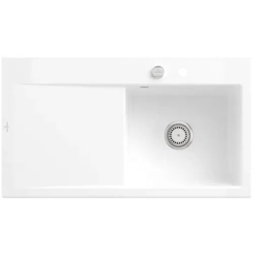 Villeroy & Boch Subway Style 50 Мойка, включая Комплект слива с эксцентриком, выкл Керамика, 900 x 510 mm, Альпийский белый CeramicPlus 335102R1