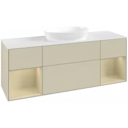 Villeroy & Boch Finion Тумба под раковину, с подсветкой, 4 выдвижных ящика, 1600 x 603 x 501 mm, Silk Grey Matt Lacquer / Silk Grey Matt Lacquer GD01HJHJ