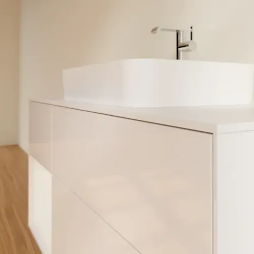 Villeroy & Boch Finion Тумба под раковину, с подсветкой, 3 выдвижных ящика, 1200 x 603 x 501 mm, Glossy White Lacquer / Glossy White Lacquer G411GFGF