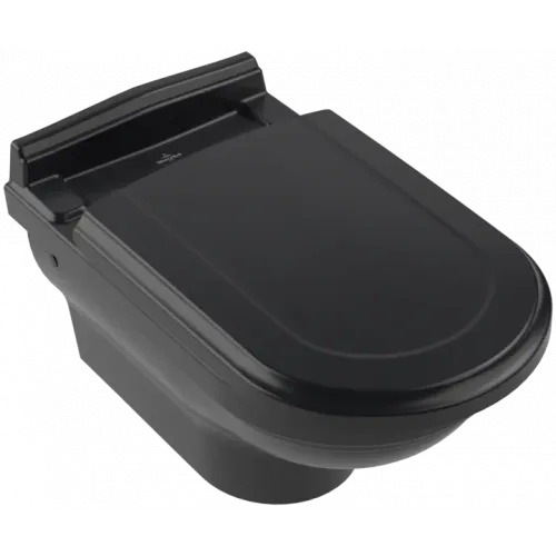 Villeroy & Boch Hommage Унитаз с вертикальным смывом, настенный, Pure Black CeramicPlus 6661B0R7
