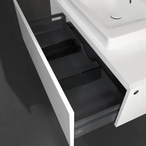 Villeroy & Boch Legato Тумба под раковину, с подсветкой, 1 выдвижной ящик, 1000 x 380 x 500 mm, Glossy White / Glossy White B680L0DH