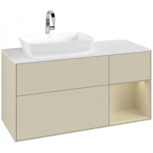 Villeroy & Boch Finion Тумба под раковину, с подсветкой, 3 выдвижных ящика, 1200 x 603 x 501 mm, Silk Grey Matt Lacquer / Silk Grey Matt Lacquer F811HJHJ