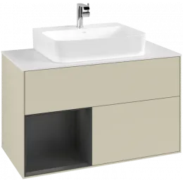 Villeroy & Boch Finion Тумба под раковину, с подсветкой, 2 выдвижных ящика, 1000 x 603 x 501 mm, Silk Grey Matt Lacquer / Silk Grey Matt Lacquer G111HJHJ