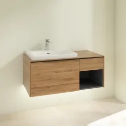 Villeroy & Boch Subway 3.0 Тумба под раковину, с подсветкой, 2 выдвижных ящика, 1001 x 423 x 516 mm, Oak Kansas / Oak Kansas C572L1RH