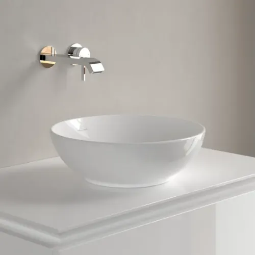 Villeroy & Boch Loop & Friends Раковина для установки на столешницу, 380 x 380 x 120 mm, Альпийский белый, с переливом 4A450001