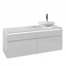 Villeroy & Boch Legato Тумба под раковину, с подсветкой, 4 выдвижных ящика, 1400 x 550 x 500 mm, Glossy White / Glossy White B590L0DH
