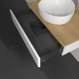 Villeroy & Boch Antao Тумба под раковину, с подсветкой, 1 выдвижной ящик, 800 x 190 x 500 mm, лицевая поверхность без текстурированной отделки, Glossy White Lacquer / Honey Oak L08051GF