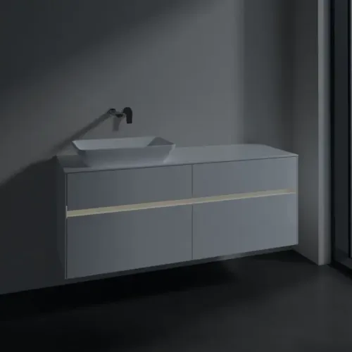 Villeroy & Boch Collaro Тумба под раковину, с подсветкой, 4 выдвижных ящика, 1400 x 548 x 500 mm, Glossy White / Glossy White C117B0DH