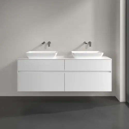 Villeroy & Boch Collaro Тумба под раковину, с подсветкой, 4 выдвижных ящика, 1600 x 548 x 500 mm, Glossy White / Glossy White C123B0DH
