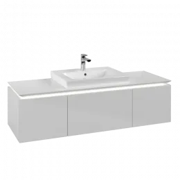 Villeroy & Boch Legato Тумба под раковину, с подсветкой, 3 выдвижных ящика, 1200 x 380 x 500 mm, Glossy White / Glossy White B682L0DH