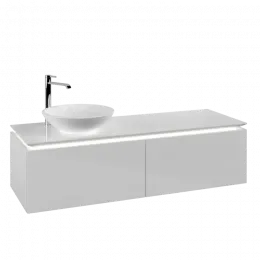 Villeroy & Boch Legato Тумба под раковину, с подсветкой, 2 выдвижных ящика, 1400 x 380 x 500 mm, Glossy White / Glossy White B587L0DH