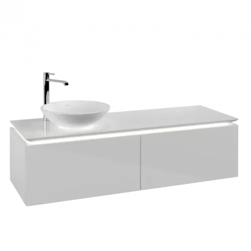 Villeroy & Boch Legato Тумба под раковину, с подсветкой, 2 выдвижных ящика, 1400 x 380 x 500 mm, Glossy White / Glossy White B587L0DH