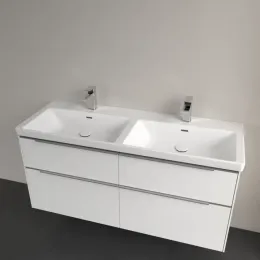 Villeroy & Boch Subway 3.0 Двойная раковина для установки на тумбу, 1300 x 475 x 165 mm, Альпийский белый, с переливом 4A71D501