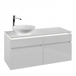 Villeroy & Boch Legato Тумба под раковину, с подсветкой, 4 выдвижных ящика, 1200 x 550 x 500 mm, Glossy White / Glossy White B580L0DH