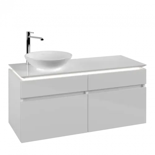Villeroy & Boch Legato Тумба под раковину, с подсветкой, 4 выдвижных ящика, 1200 x 550 x 500 mm, Glossy White / Glossy White B580L0DH