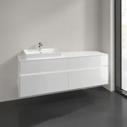 Villeroy & Boch Collaro Тумба под раковину, с подсветкой, 4 выдвижных ящика, 1600 x 548 x 500 mm, Glossy White / Glossy White C022B0DH