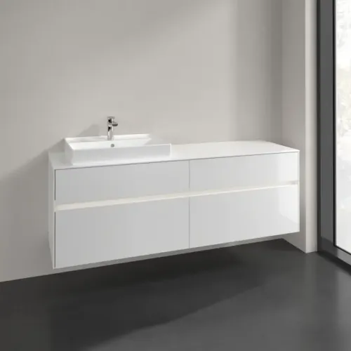 Villeroy & Boch Collaro Тумба под раковину, с подсветкой, 4 выдвижных ящика, 1600 x 548 x 500 mm, Glossy White / Glossy White C022B0DH