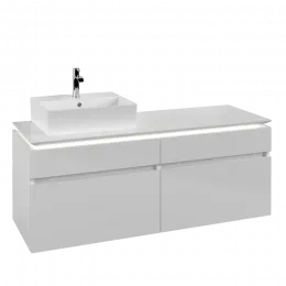 Villeroy & Boch Legato Тумба под раковину, с подсветкой, 4 выдвижных ящика, 1400 x 550 x 500 mm, Glossy White / Glossy White B614L0DH