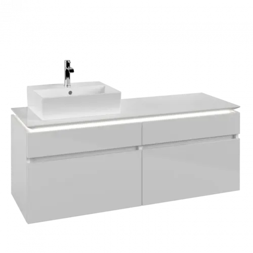 Villeroy & Boch Legato Тумба под раковину, с подсветкой, 4 выдвижных ящика, 1400 x 550 x 500 mm, Glossy White / Glossy White B614L0DH