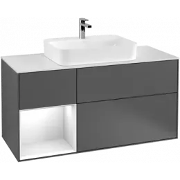 Villeroy & Boch Finion Тумба под раковину, с подсветкой, 3 выдвижных ящика, 1200 x 603 x 501 mm, Silk Grey Matt Lacquer / Silk Grey Matt Lacquer G411HJHJ